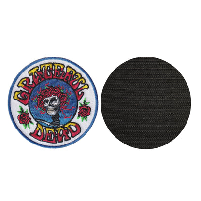 MAXIMUMPATCHES - Grateful Dead - Diamètre 7,8 cm - Ecusson Patch Brodé Avec Scratch Cousu Au Dos + Carré Scratch A Coudre, Face Opposé 10 cm x 10 cm/Groupe Musique Métal Rock Punk Heavy Trash Blues