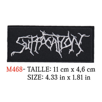 MAXIMUMPATCHES - Ecusson Patch Brodé Thermocollant - 11 cm x 4,6 cm - Suffocation Groupe Musique Rock Punk Hard Trash Métal Heavy Psychedelic