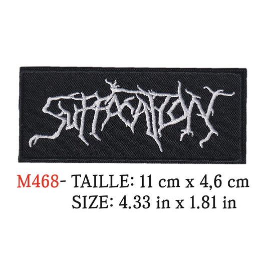MAXIMUMPATCHES - Ecusson Patch Brodé Thermocollant - 11 cm x 4,6 cm - Suffocation Groupe Musique Rock Punk Hard Trash Métal Heavy Psychedelic