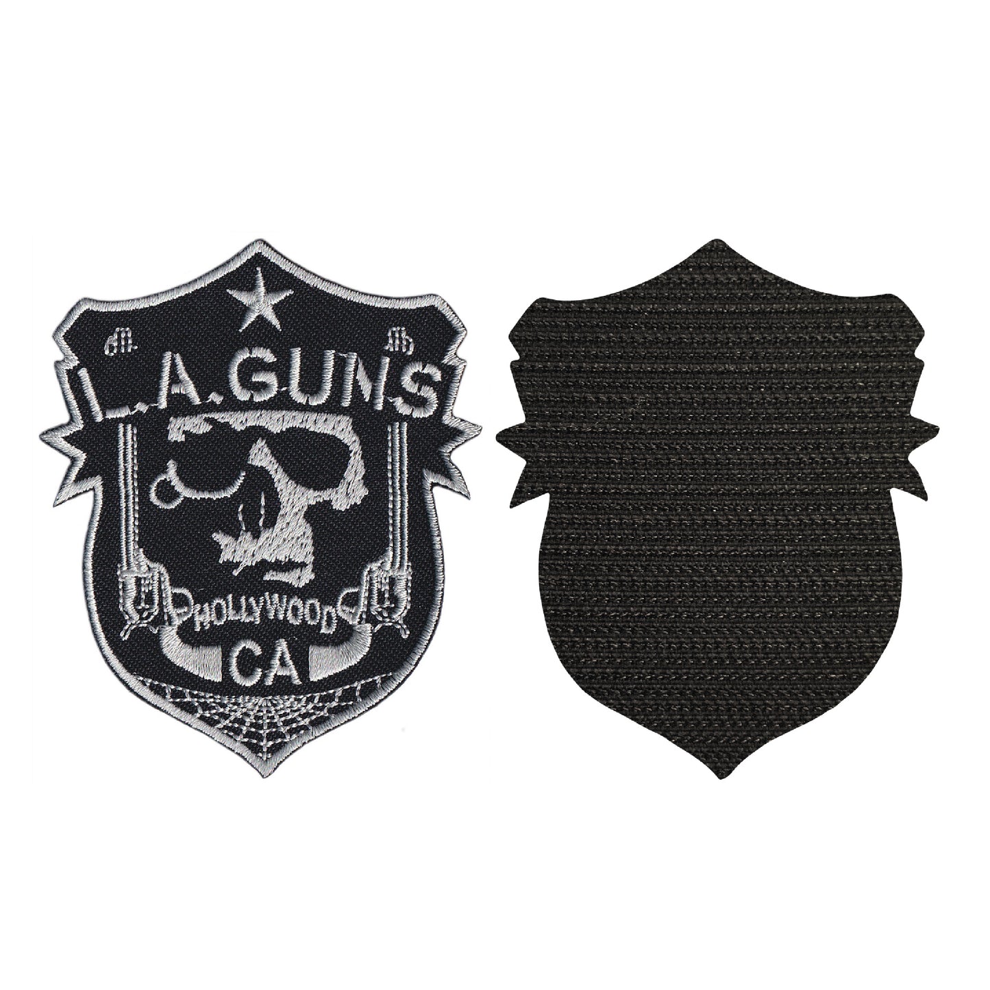 MAXIMUMPATCHES - L.A. Guns - 7,2 cm x 8,8 cm - Ecusson Patch Brodé Avec Scratch Cousu Au Dos + Carré Scratch A Coudre, Face Opposé 10 cm x 10 cm/Groupe Musique Métal Rock Punk Heavy Trash Blues