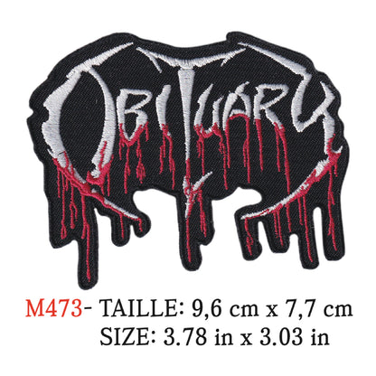 MAXIMUMPATCHES - Ecusson Patch Brodé Thermocollant - 9,6 cm x 7,7 cm - Obituary Groupe Musique Rock Punk Hard Trash Métal Heavy Psychedelic