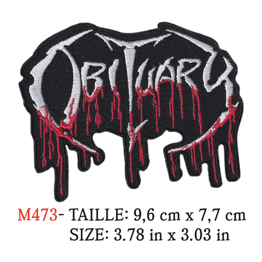 MAXIMUMPATCHES - Ecusson Patch Brodé Thermocollant - 9,6 cm x 7,7 cm - Obituary Groupe Musique Rock Punk Hard Trash Métal Heavy Psychedelic