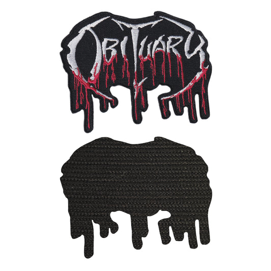 MAXIMUMPATCHES - Obituary - 9,6 cm x 7,7 cm - Ecusson Patch Brodé Avec Scratch Cousu Au Dos + Carré Scratch A Coudre, Face Opposé 10 cm x 10 cm/Groupe Musique Métal Rock Punk Heavy Trash Blues