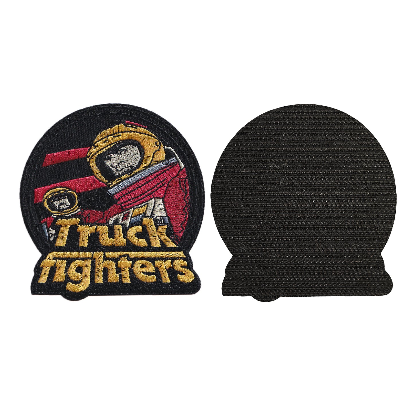 MAXIMUMPATCHES - Truck Fighters - 8,5 cm x 8,8 cm - Ecusson Patch Brodé Avec Scratch Cousu Au Dos + Carré Scratch A Coudre, Face Opposé 10 cm x 10 cm/Groupe Musique Métal Rock Punk Heavy Trash Blues