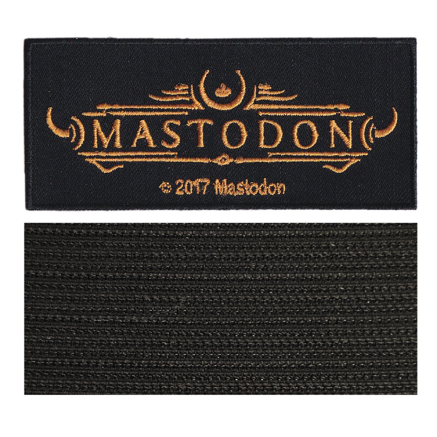 MAXIMUMPATCHES - Mastodon - 11 cm x 4,8 cm - Ecusson Patch Brodé Avec Scratch Cousu Au Dos + Carré Scratch A Coudre, Face Opposé 10 cm x 10 cm/Groupe Musique Métal Rock Punk Heavy Trash Blues