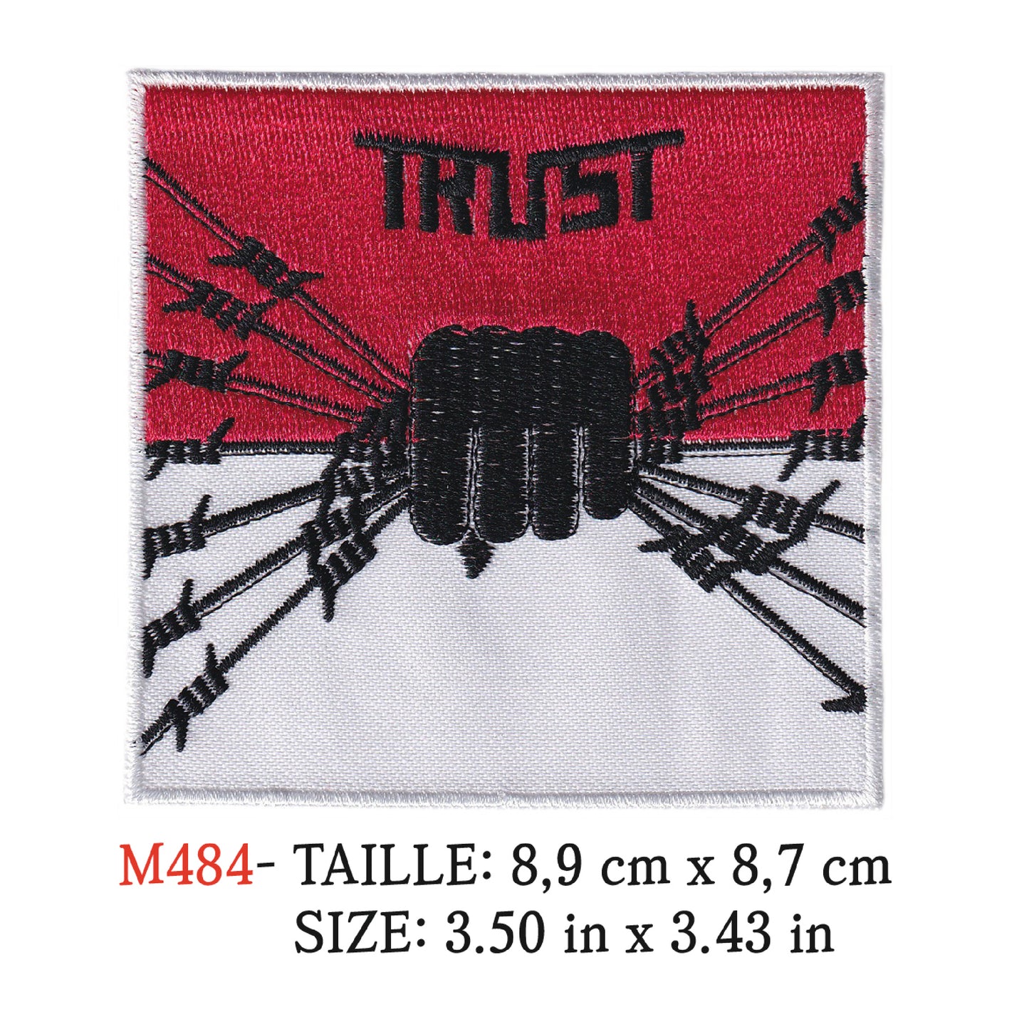 MAXIMUMPATCHES - Ecusson Patch Brodé Thermocollant - 8,9 cm x 8,7 cm - Trust Groupe Musique Rock Punk Hard Trash Métal Heavy Psychedelic