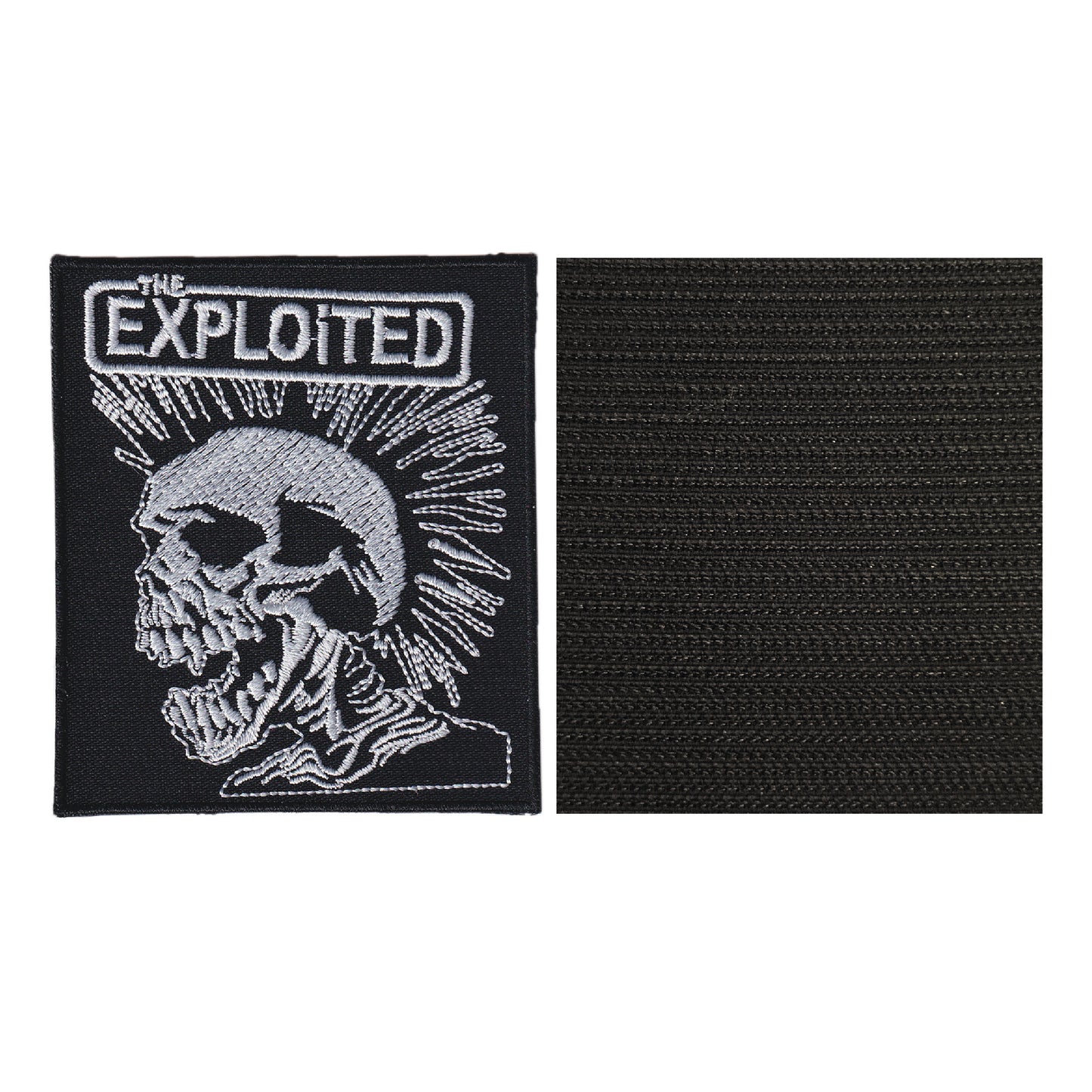 MAXIMUMPATCHES - The Exploited - 7,8 cm x 9 cm - Ecusson Patch Brodé Avec Scratch Cousu Au Dos + Carré Scratch A Coudre, Face Opposé 10 cm x 10 cm/Groupe Musique Métal Rock Punk Heavy Trash Blues