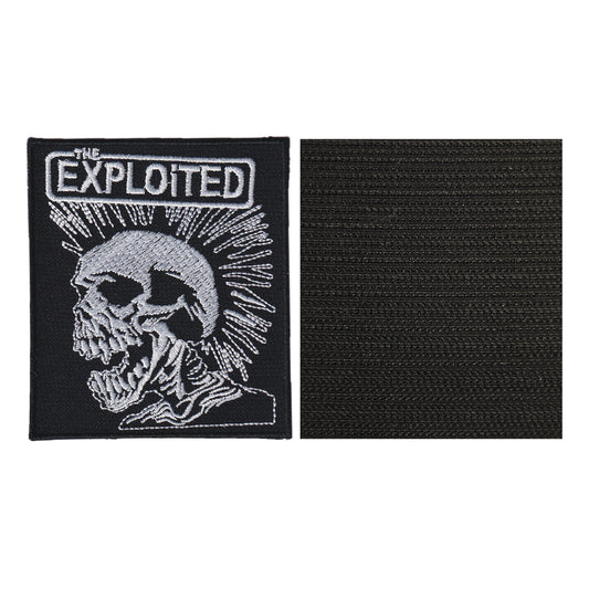 MAXIMUMPATCHES - The Exploited - 7,8 cm x 9 cm - Ecusson Patch Brodé Avec Scratch Cousu Au Dos + Carré Scratch A Coudre, Face Opposé 10 cm x 10 cm/Groupe Musique Métal Rock Punk Heavy Trash Blues