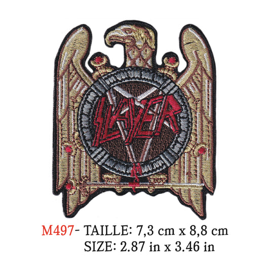 MAXIMUMPATCHES - Ecusson Patch Brodé Thermocollant - 7,3 cm x 8,8 cm - Slayer Groupe Musique Rock Punk Hard Trash Métal Heavy Psychedelic
