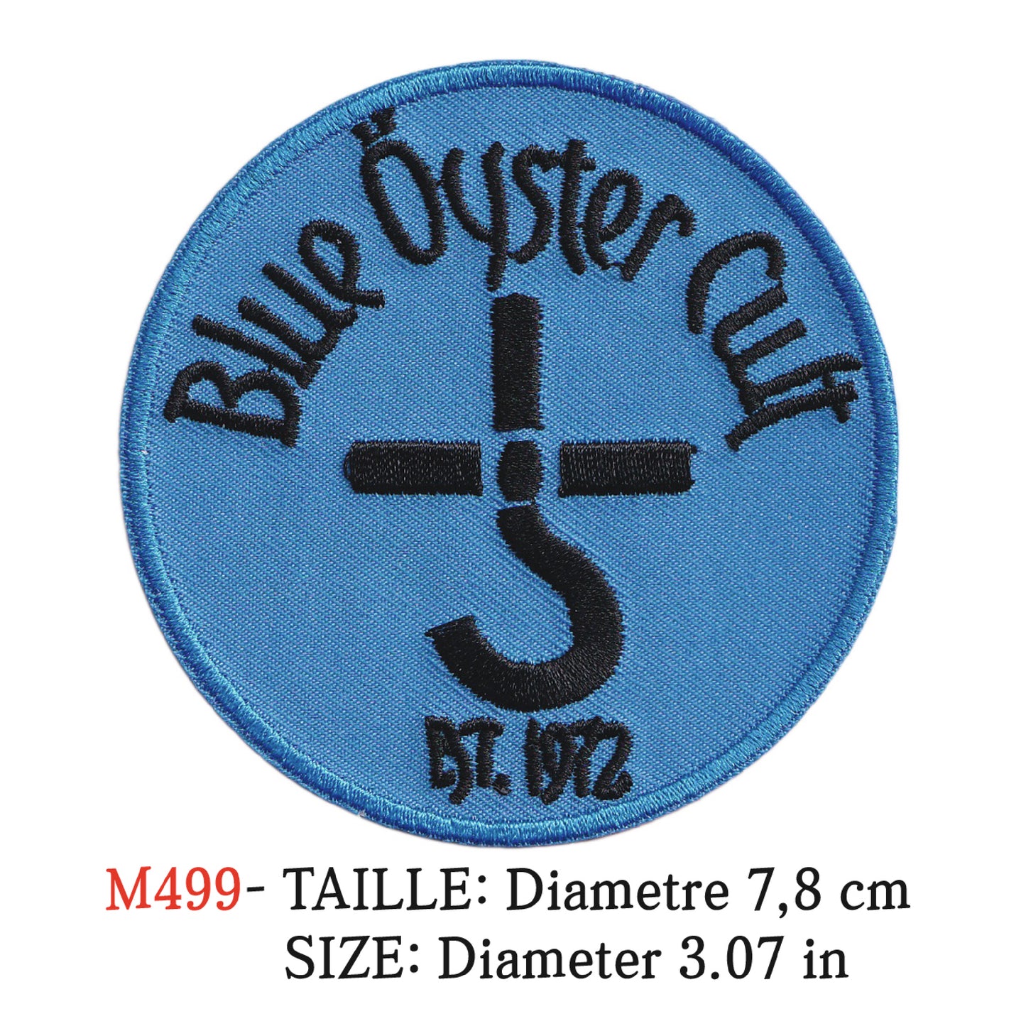 MAXIMUMPATCHES - Ecusson Patch Brodé Thermocollant - Diametre 7,8 cm - Blue Oyster Cult Groupe Musique Rock Punk Hard Trash Métal Heavy Psychedelic