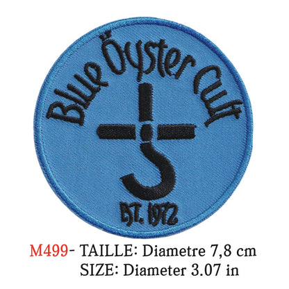 MAXIMUMPATCHES - Ecusson Patch Brodé Thermocollant - Diametre 7,8 cm - Blue Oyster Cult Groupe Musique Rock Punk Hard Trash Métal Heavy Psychedelic