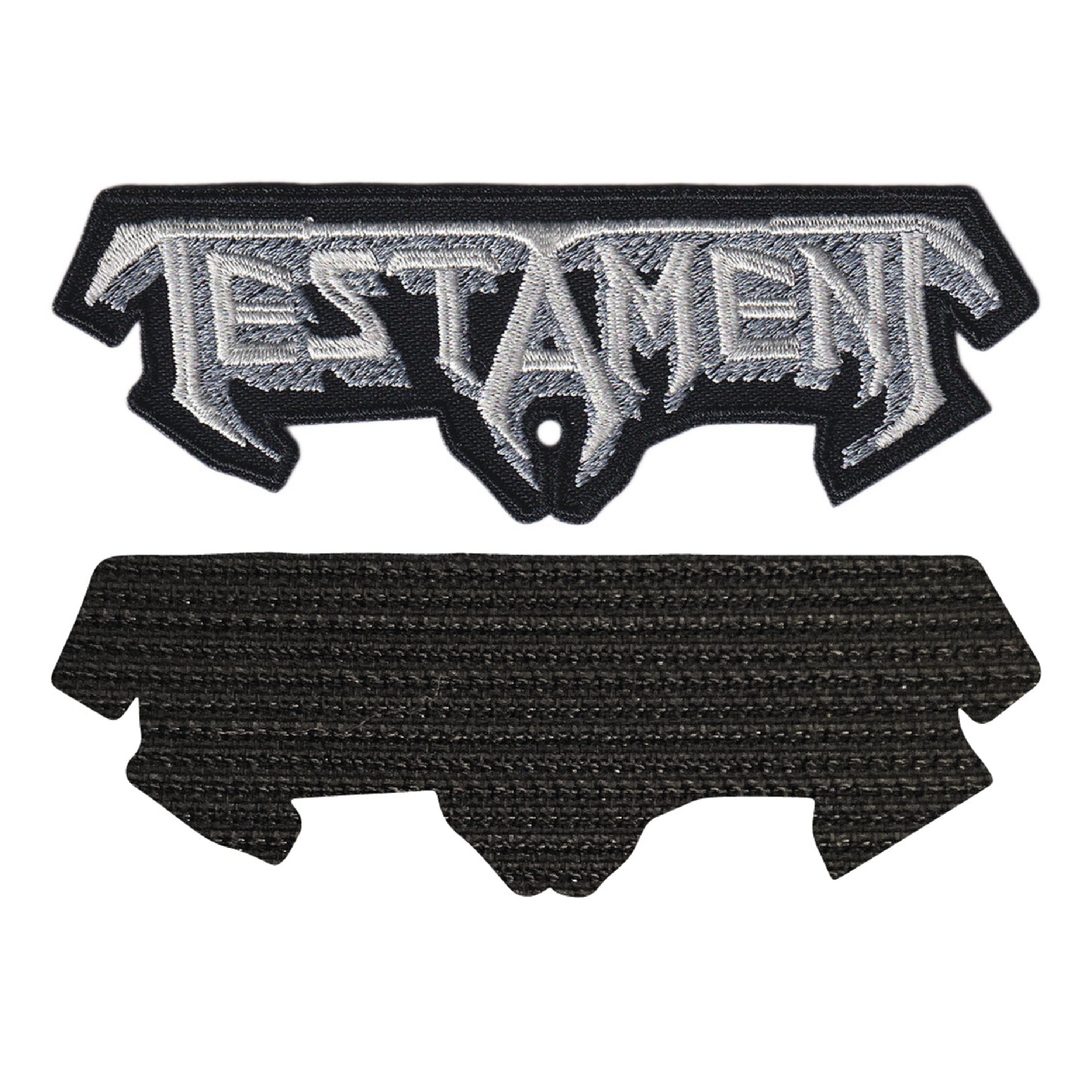 MAXIMUMPATCHES - Testament - 11 cm x 3,7 cm - Ecusson Patch Brodé Avec Scratch Cousu Au Dos + Carré Scratch A Coudre, Face Opposé 10 cm x 10 cm/Groupe Musique Métal Rock Punk Heavy Trash Blues