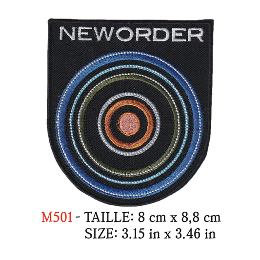 MAXIMUMPATCHES - Ecusson Patch Brodé Thermocollant - 8 cm x 8,8 cm - Neworder new order Groupe Musique Rock Punk Hard Trash Métal Heavy Psychedelic
