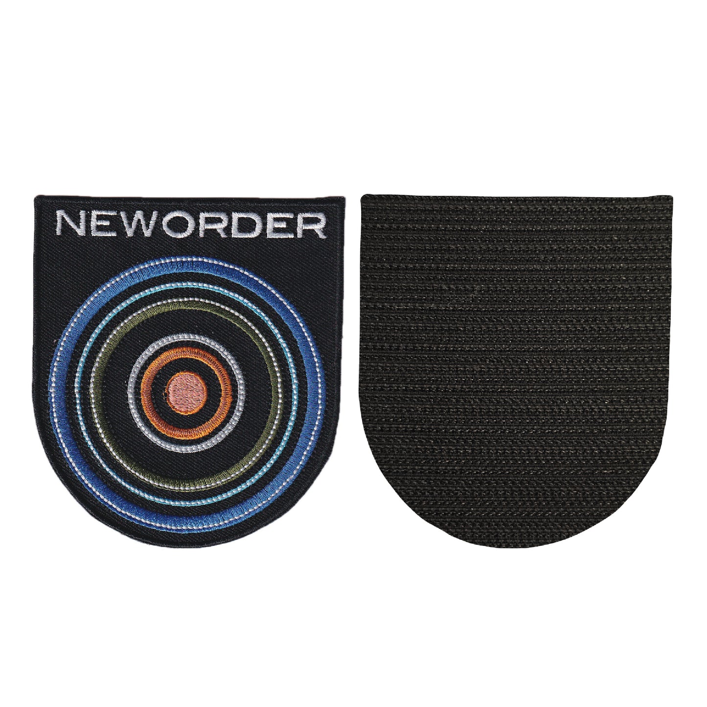 MAXIMUMPATCHES - New order - 8 cm x 8,8 cm - Ecusson Patch Brodé Avec Scratch Cousu Au Dos + Carré Scratch A Coudre, Face Opposé 10 cm x 10 cm/Groupe Musique Métal Rock Punk Heavy Trash Blues New Wave Electro