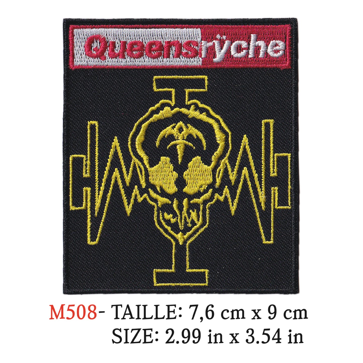 MAXIMUMPATCHES - Ecusson Patch Brodé Thermocollant - 7,6 cm x 9 cm - Queensryche Groupe Musique Rock Punk Hard Trash Métal Heavy Psychedelic