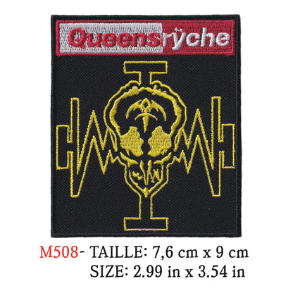 MAXIMUMPATCHES - Ecusson Patch Brodé Thermocollant - 7,6 cm x 9 cm - Queensryche Groupe Musique Rock Punk Hard Trash Métal Heavy Psychedelic