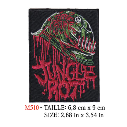 MAXIMUMPATCHES - Ecusson Patch Brodé Thermocollant - 6,8 cm x 9 cm - Jungle Rot Groupe Musique Rock Punk Hard Trash Métal Heavy Psychedelic