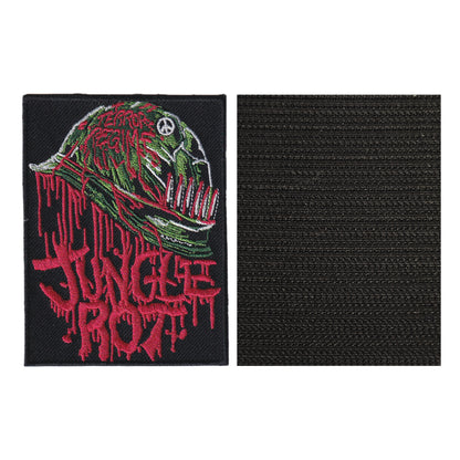 MAXIMUMPATCHES - Jungle Rot - 6,8 cm x 9 cm - Ecusson Patch Brodé Avec Scratch Cousu Au Dos + Carré Scratch A Coudre, Face Opposé 10 cm x 10 cm/Groupe Musique Métal Rock Punk Heavy Trash Blues