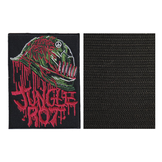 MAXIMUMPATCHES - Jungle Rot - 6,8 cm x 9 cm - Ecusson Patch Brodé Avec Scratch Cousu Au Dos + Carré Scratch A Coudre, Face Opposé 10 cm x 10 cm/Groupe Musique Métal Rock Punk Heavy Trash Blues