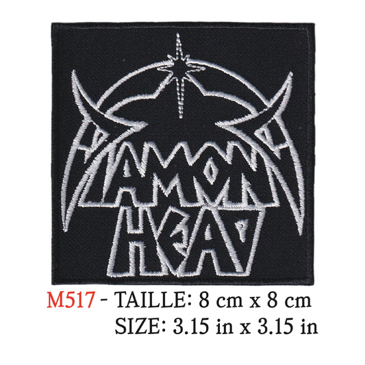 MAXIMUMPATCHES - Ecusson Patch Brodé Thermocollant - Diamond Head 8 cm x 8 cm - Groupe Musique Rock Punk Hard Trash Métal Heavy Psychedelic