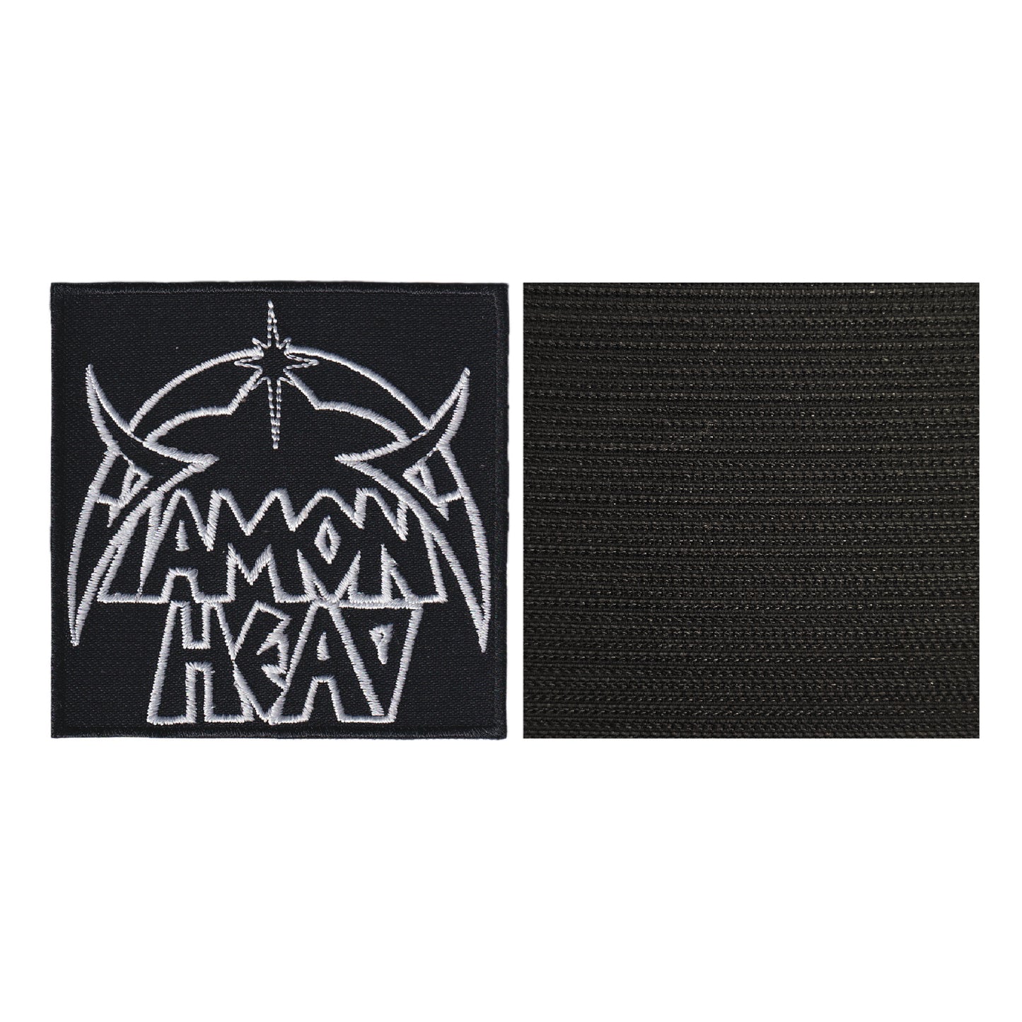 MAXIMUMPATCHES - Diamond Head - 8 cm x 8 cm - Ecusson Patch Brodé Avec Scratch Cousu Au Dos + Carré Scratch A Coudre, Face Opposé 10 cm x 10 cm/Groupe Musique Métal Rock Punk Heavy Trash Blues