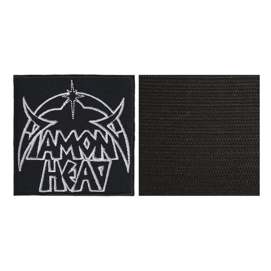 MAXIMUMPATCHES - Diamond Head - 8 cm x 8 cm - Ecusson Patch Brodé Avec Scratch Cousu Au Dos + Carré Scratch A Coudre, Face Opposé 10 cm x 10 cm/Groupe Musique Métal Rock Punk Heavy Trash Blues