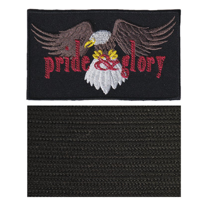 MAXIMUMPATCHES - Pride Glory - 9,8 cm x 5,8 cm - Ecusson Patch Brodé Avec Scratch Cousu Au Dos + Carré Scratch A Coudre, Face Opposé 10 cm x 10 cm/Groupe Musique Métal Rock Punk Heavy Trash Blues