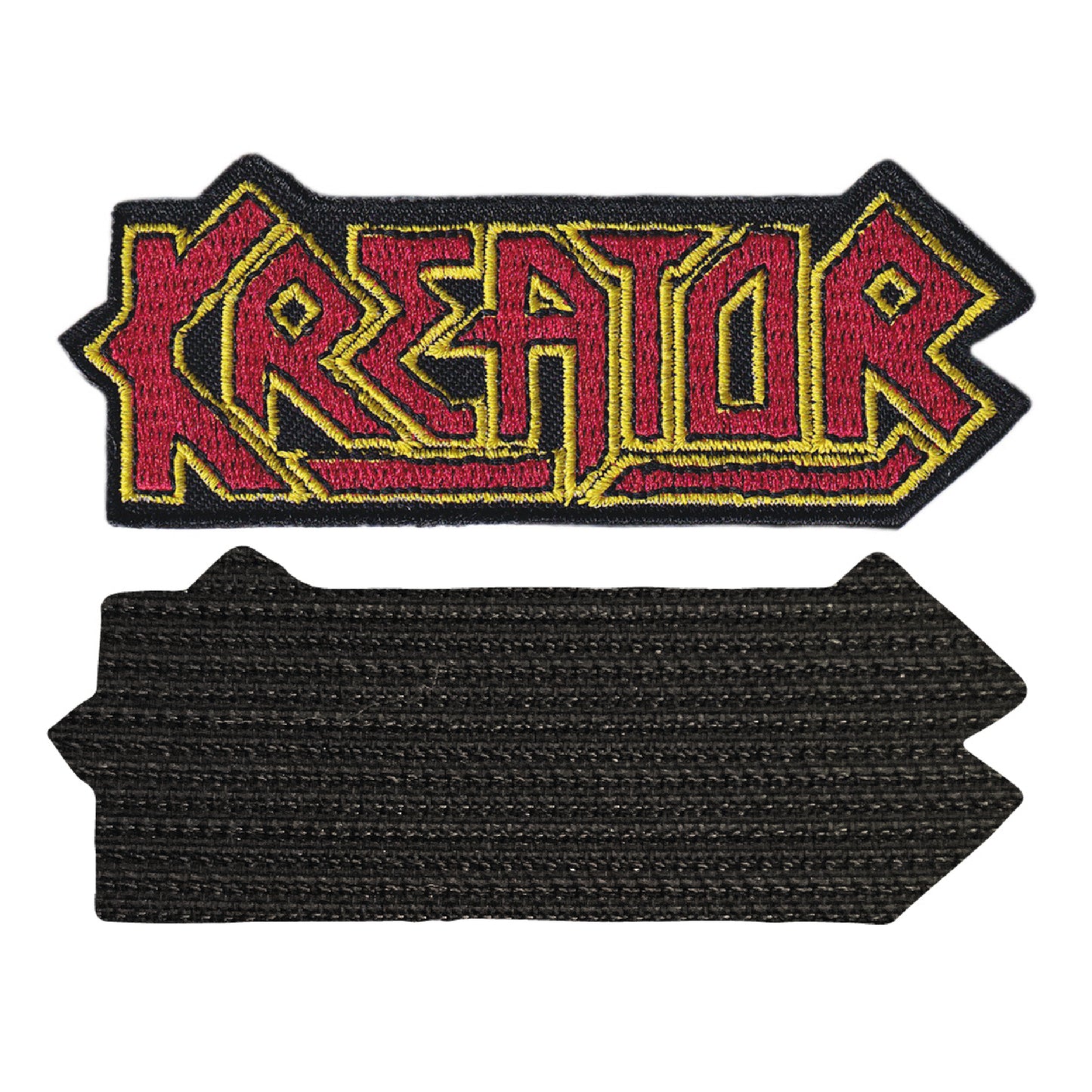 MAXIMUMPATCHES - Kreator - 9,7 cm x 3,8 cm - Ecusson Patch Brodé Avec Scratch Cousu Au Dos + Carré Scratch A Coudre, Face Opposé 10 cm x 10 cm/Groupe Musique Métal Rock Punk Heavy Trash Blues