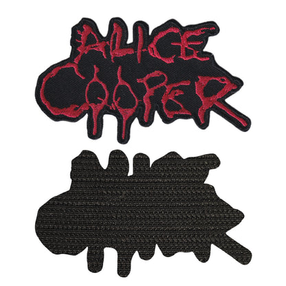 MAXIMUMPATCHES - Alice Cooper - 10 cm x 5,8 cm - Ecusson Patch Brodé Avec Scratch Cousu Au Dos + Carré Scratch A Coudre, Face Opposé 10 cm x 10 cm/Groupe Musique Métal Rock Punk Heavy Trash Blues