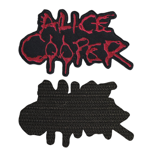 MAXIMUMPATCHES - Alice Cooper - 10 cm x 5,8 cm - Ecusson Patch Brodé Avec Scratch Cousu Au Dos + Carré Scratch A Coudre, Face Opposé 10 cm x 10 cm/Groupe Musique Métal Rock Punk Heavy Trash Blues