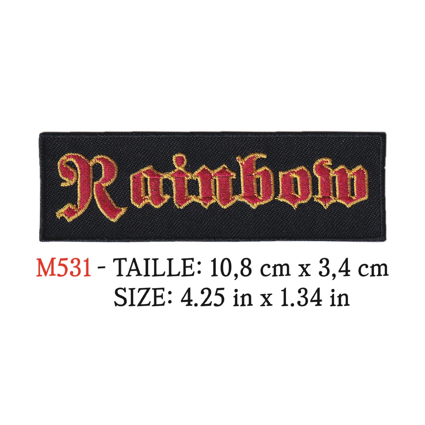 MAXIMUMPATCHES - Ecusson Patch Brodé Thermocollant - 10,8 cm x 3,4 cm - Rainbow Groupe Musique Rock Punk Hard Trash Métal Heavy Psychedelic