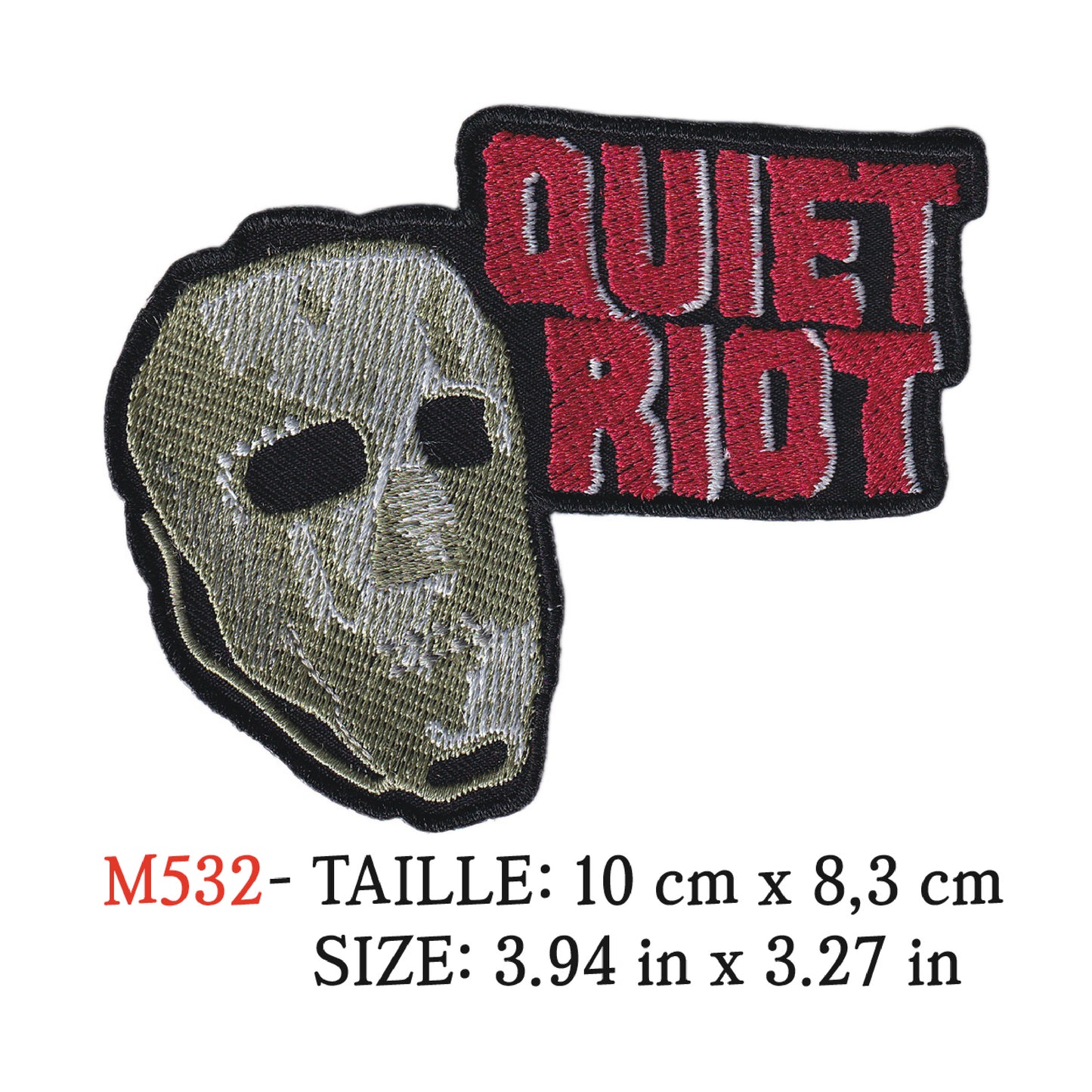 MAXIMUMPATCHES - Ecusson Patch Brodé Thermocollant - 10 cm x 8,3 cm - Quiet Riot Groupe Musique Rock Punk Hard Trash Métal Heavy Psychedelic