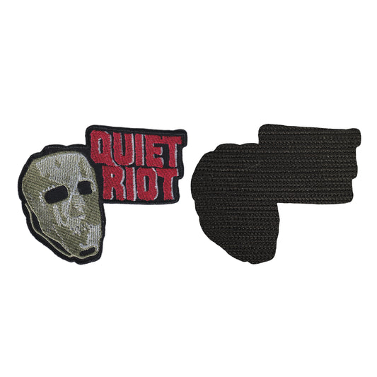 MAXIMUMPATCHES - Quiet Riot - 10 cm x 8,3 cm - Ecusson Patch Brodé Avec Scratch Cousu Au Dos + Carré Scratch A Coudre, Face Opposé 10 cm x 10 cm/Groupe Musique Métal Rock Punk Heavy Trash Blues