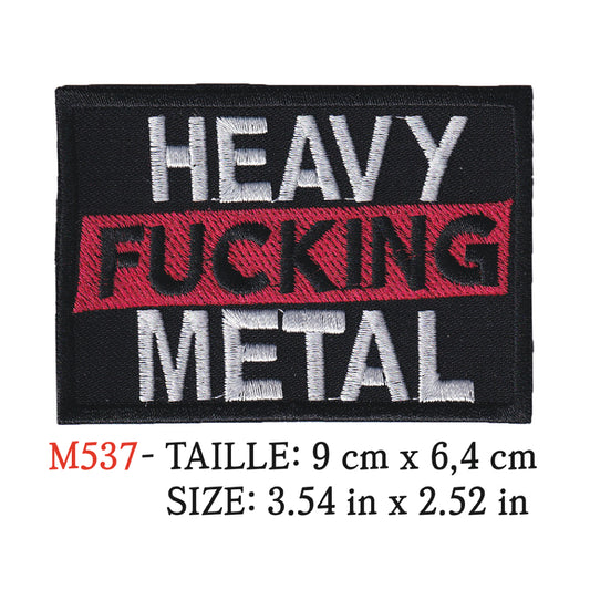 MAXIMUMPATCHES - Ecusson Patch Brodé Thermocollant - 9 cm x 6,4 cm - Heavy Fucking Métal Groupe Musique Rock Punk Hard Trash Métal Heavy Psychedelic