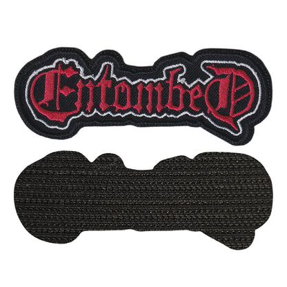 MAXIMUMPATCHES - Entombed - 11 cm x 4 cm - Ecusson Patch Brodé Avec Scratch Cousu Au Dos + Carré Scratch A Coudre, Face Opposé 10 cm x 10 cm/Groupe Musique Métal Rock Punk Heavy Trash Blues