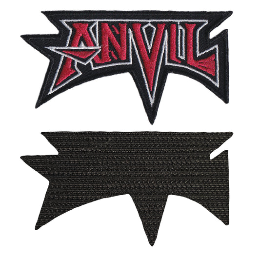 MAXIMUMPATCHES - Anvil - 9,5 cm x 5,2 cm - Ecusson Patch Brodé Avec Scratch Cousu Au Dos + Carré Scratch A Coudre, Face Opposé 10 cm x 10 cm/Groupe Musique Métal Rock Punk Heavy Trash Blues