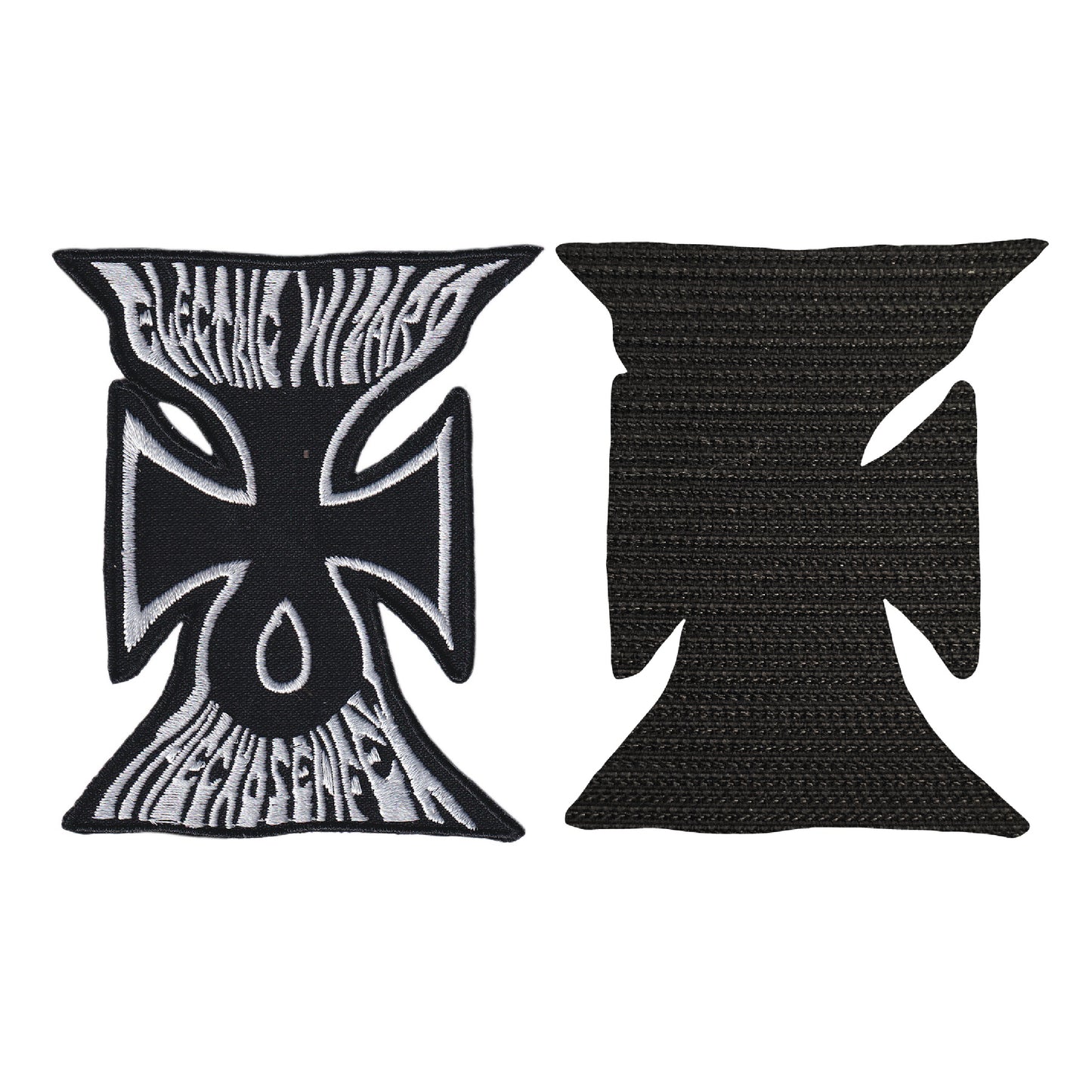 MAXIMUMPATCHES - Electric Wizard - 8,2 cm x 9,8 cm - Ecusson Patch Brodé Avec Scratch Cousu Au Dos + Carré Scratch A Coudre, Face Opposé 10 cm x 10 cm/Groupe Musique Métal Rock Punk Heavy Trash Blues