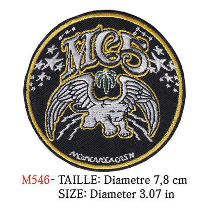 MAXIMUMPATCHES - Ecusson Patch Brodé Thermocollant - Diametre 7,8 cm - Mc5 Groupe Musique Rock Punk Hard Trash Métal Heavy Psychedelic