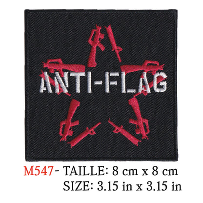 MAXIMUMPATCHES - Ecusson Patch Brodé Thermocollant - 8 cm x 8 cm - Anti-Flag Groupe Musique Rock Punk Hard Trash Métal Heavy Psychedelic