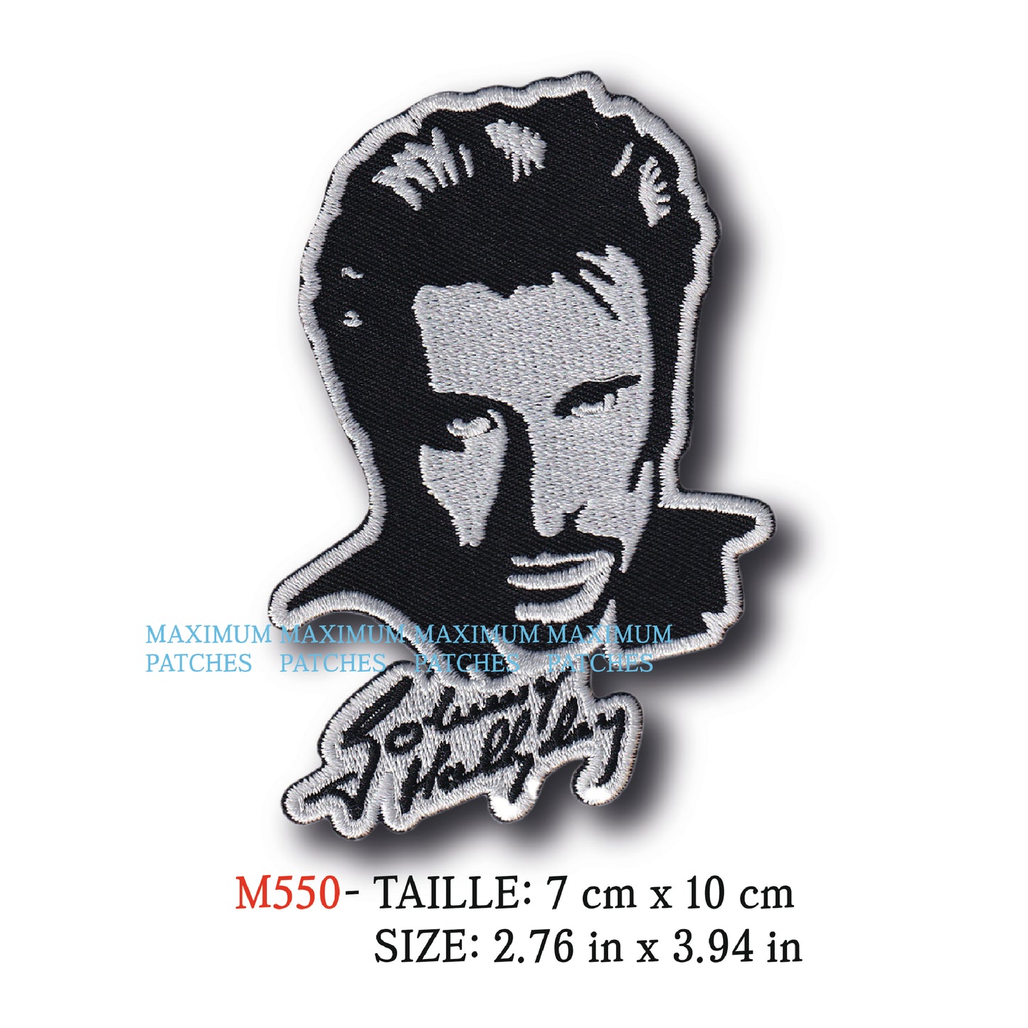 MAXIMUMPATCHES - Ecusson Patch Brodé Thermocollant - 7 cm x 10 cm - Johnny Hallyday Groupe Musique Rock Punk Hard Trash Métal Heavy Psychedelic