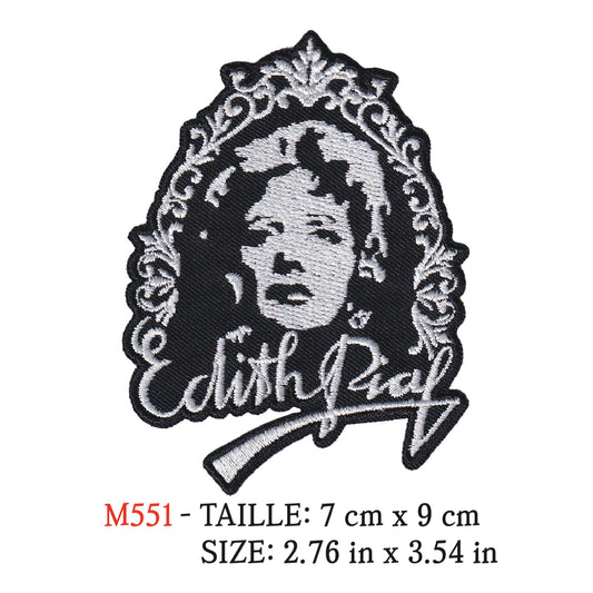 MAXIMUMPATCHES - Ecusson Patch Brodé Thermocollant - 7 cm x 9 cm - Edith Piaf Groupe Musique Rock Punk Hard Trash Métal Heavy Psychedelic