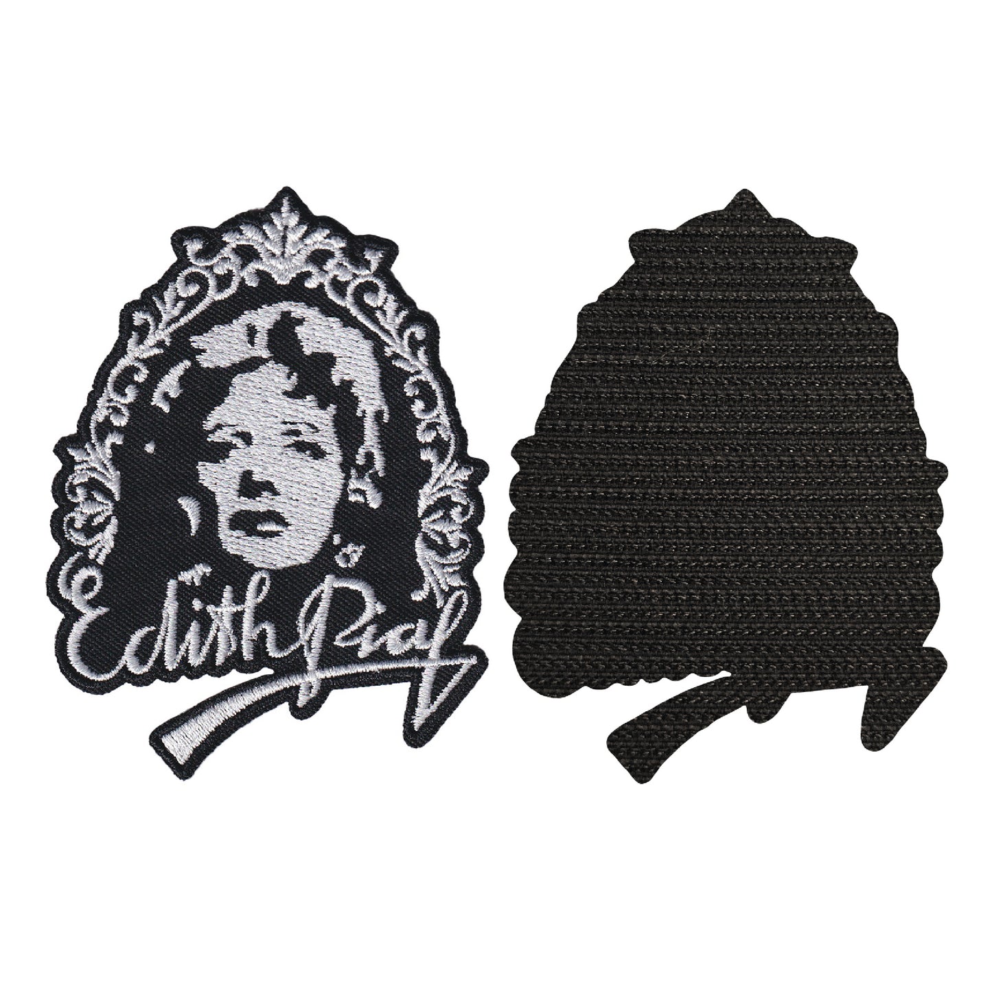 MAXIMUMPATCHES - Edith Piaf - 7 cm x 9 cm - Ecusson Patch Brodé Avec Scratch Cousu Au Dos + Carré Scratch A Coudre, Face Opposé 10 cm x 10 cm/Groupe Musique Métal Rock Punk Heavy Trash Blues