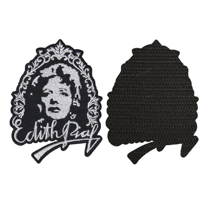 MAXIMUMPATCHES - Edith Piaf - 7 cm x 9 cm - Ecusson Patch Brodé Avec Scratch Cousu Au Dos + Carré Scratch A Coudre, Face Opposé 10 cm x 10 cm/Groupe Musique Métal Rock Punk Heavy Trash Blues