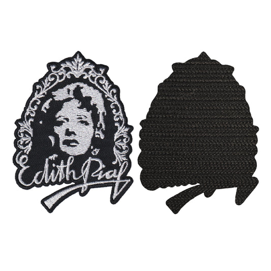 MAXIMUMPATCHES - Edith Piaf - 7 cm x 9 cm - Ecusson Patch Brodé Avec Scratch Cousu Au Dos + Carré Scratch A Coudre, Face Opposé 10 cm x 10 cm/Groupe Musique Métal Rock Punk Heavy Trash Blues