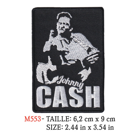 MAXIMUMPATCHES - Ecusson Patch Brodé Thermocollant - 6,2 cm x 9 cm - Johnny Cash Groupe Musique Rock Punk Hard Trash Métal Heavy Psychedelic