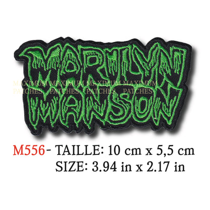 MAXIMUMPATCHES - Ecusson Patch Brodé Thermocollant - 10 cm x 5,5 cm - Marilyn Manson Groupe Musique Rock Punk Hard Trash Métal Heavy Psychedelic