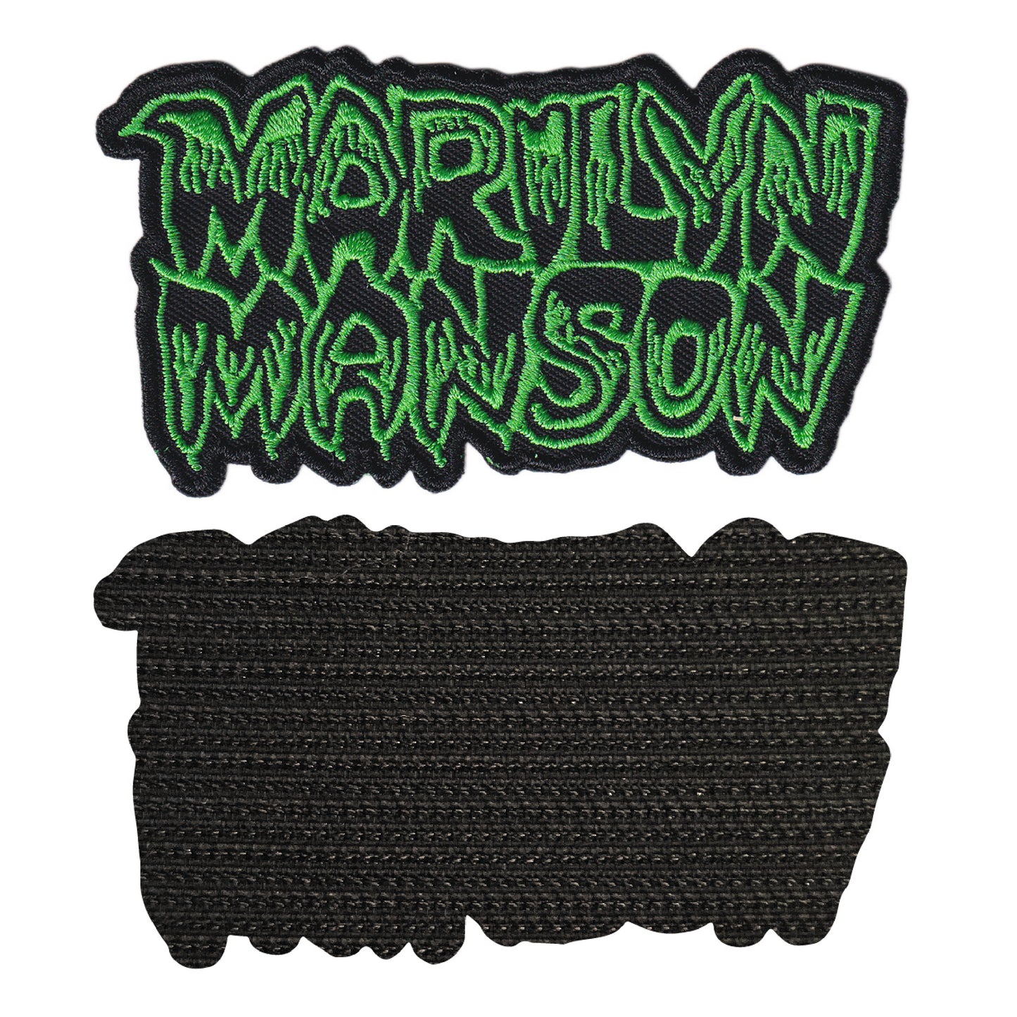 MAXIMUMPATCHES - Marilyn Manson - 10 cm x 5,5 cm - Ecusson Patch Brodé Avec Scratch Cousu Au Dos + Carré Scratch A Coudre, Face Opposé 10 cm x 10 cm/Groupe Musique Métal Rock Punk Heavy Trash Blues