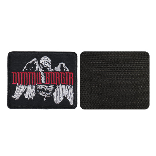 MAXIMUMPATCHES - Dimmu borgir - 9 cm x 7,4 cm - Ecusson Patch Brodé Avec Scratch Cousu Au Dos + Carré Scratch A Coudre, Face Opposé 10 cm x 10 cm/Groupe Musique Métal Rock Punk Heavy Trash Blues