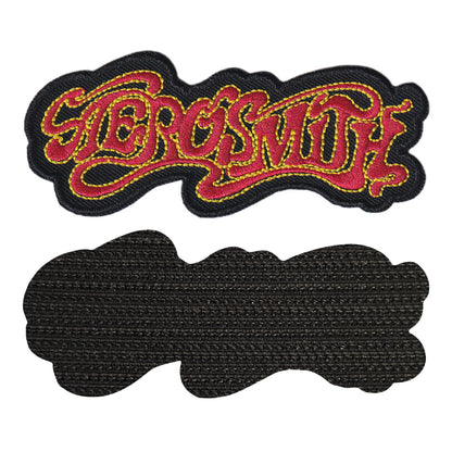 MAXIMUMPATCHES - Aérosmith - 9 cm x 3,7 cm - Ecusson Patch Brodé Avec Scratch Cousu Au Dos + Carré Scratch A Coudre, Face Opposé 10 cm x 10 cm/Groupe Musique Métal Rock Punk Heavy Trash Blues