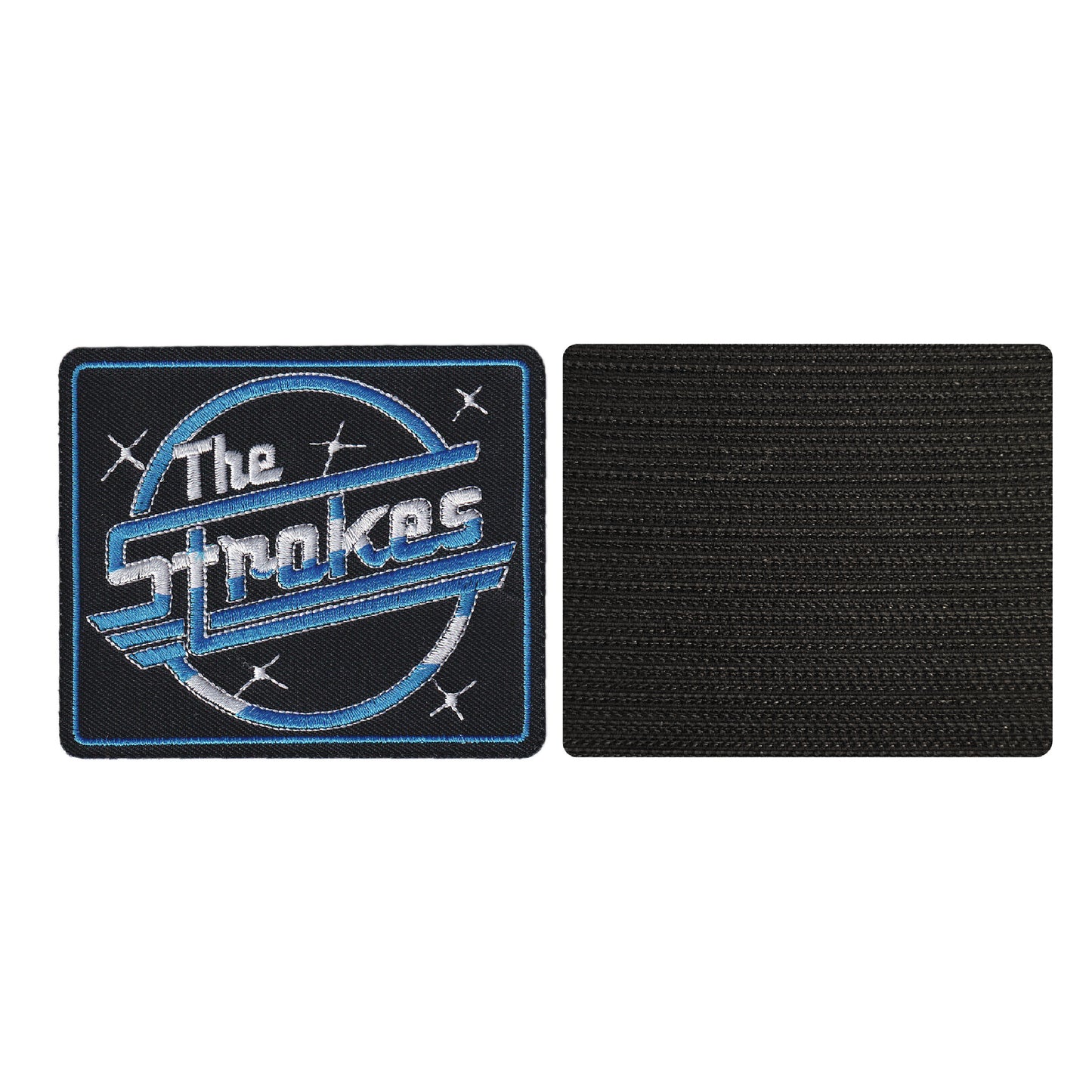 MAXIMUMPATCHES - The Strokes - 9 cm x 7,6 cm - Ecusson Patch Brodé Avec Scratch Cousu Au Dos + Carré Scratch A Coudre, Face Opposé 10 cm x 10 cm/Groupe Musique Métal Rock Punk Heavy Trash Blues